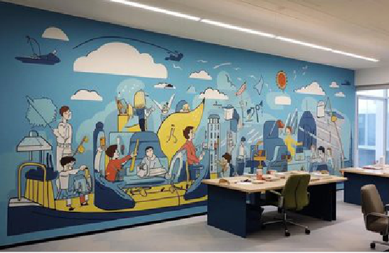 新蔡办公室墙绘的特点。
